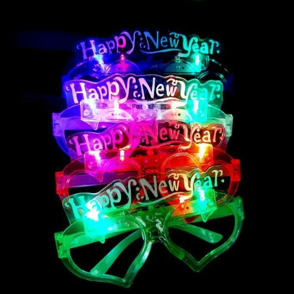 Funny New Year Glow Glasses Heart Shape Cool 2027 LED Glow Glasses Plastic Lightweight Luminous Eyewear Rave Nightclub
