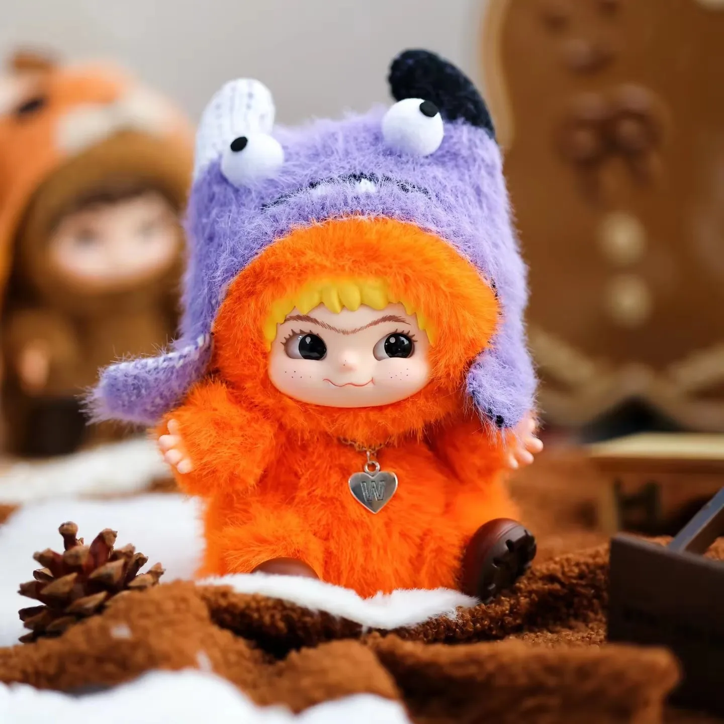 Kawaii Wakuku Blind Box Plush Doll Fuzzy Trendy Fun Party Series Toy Vinyl Doll Cute Keychain Pendant Decoration Halloween Gifts