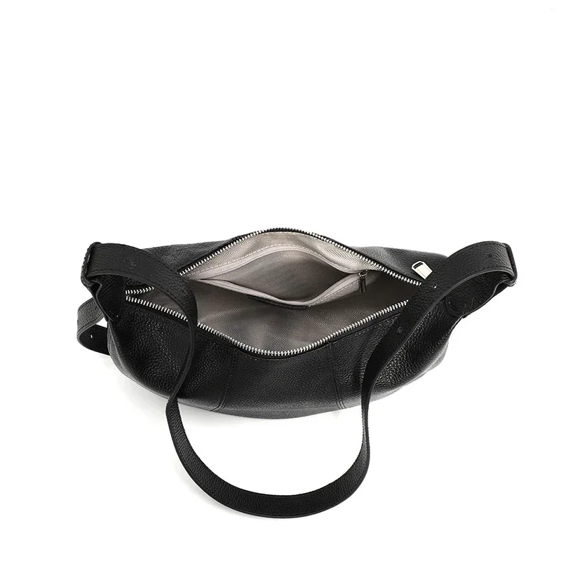 100% Echtes Leder Schultertasche für Damen Große Kapazität Halbmond-Form Designer Kuhledertasche für Pendler Shopper-Tasche – Detail 35