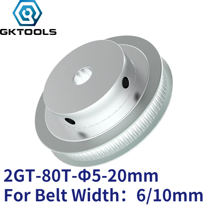 

GKTOOLS 80 Teeth 2GT Timing Pulley Bore 6/6.35/8/10/12/14/15/16/17/19/20mm GT2 Open Synchronous belt width 6/10mm 80Teeth 80T