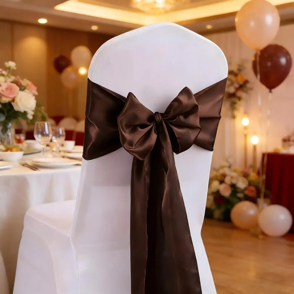 Hochzeit Dekoration Geburtstag Party Dunkelgrün Farbe Stuhl Schärpe Satin Selbst Krawatte Bands Knoten Hotel Bankett Weiß Stuhl Abdeckung Dekor – Detail 18