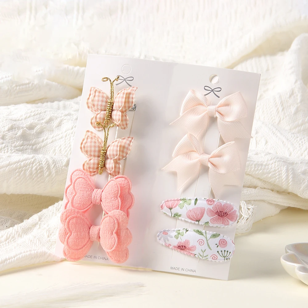 

8PCS Colored Hair Clip Girls Fashion Double Layered Bowknot Bangs Hair Clip Cute Sweet printed BB clip Hair Accessories Gifts
