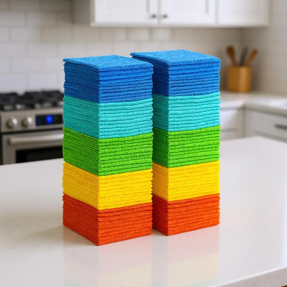 

200 Pack Absorbent Microfiber Rags for Car, Kitchen, Home, and Window Cleaning, 12 x 12