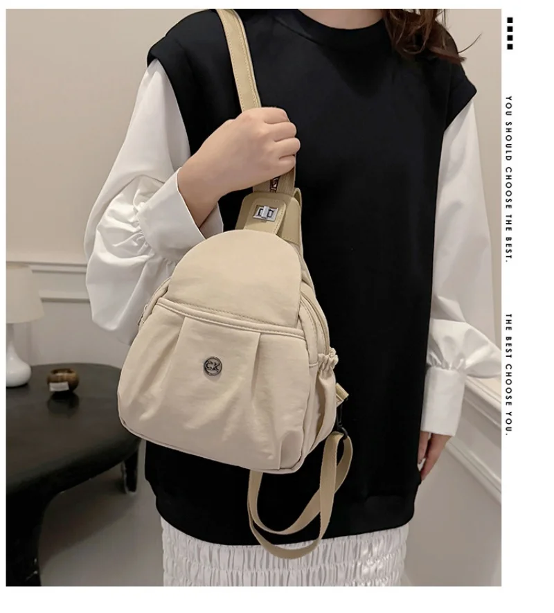 

Tourist large capacity backpack, lightweight and versatile, single shoulder chest bag, fashionable texture crossbody bag