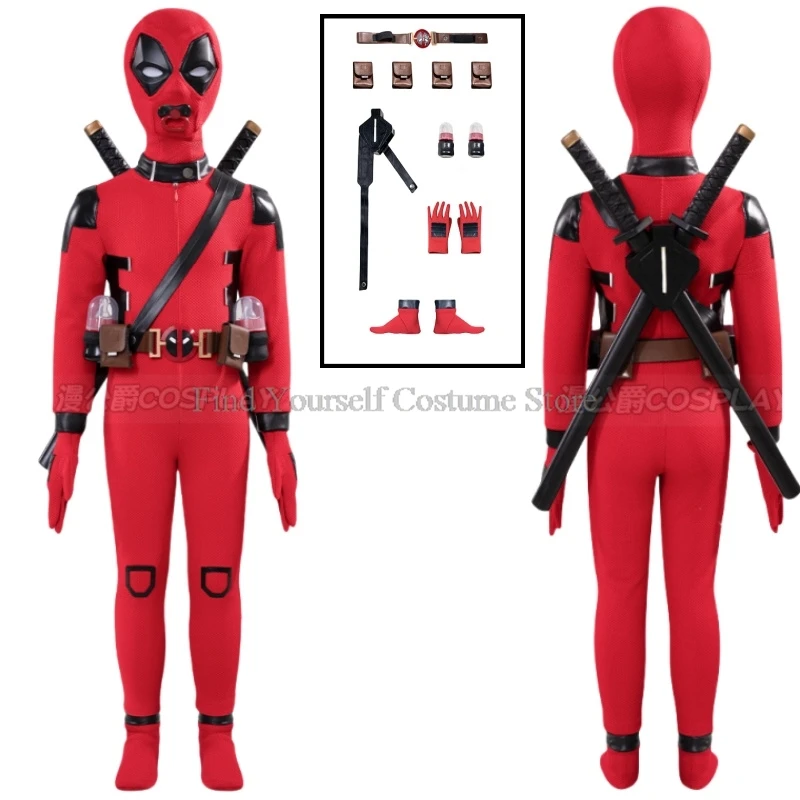 Kids Fantasy Dead Cosplay Pool Wade Disguise Costume Wilson Villain Fantasia Jumpsuit Mask Outfits Halloween Carnival Party Suit