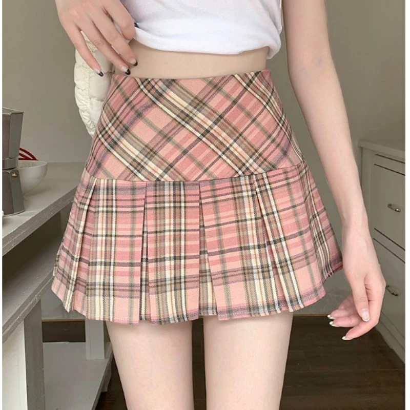 Women Pleated Skirt JK A-line  Short Skirt Plaid Y2k Clothing College Style High Waist Harajuku Streetwear Sweet Chic Sexy