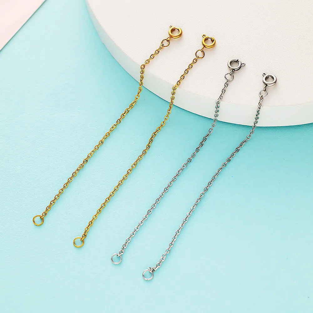 5Pcs Stainless Steel Extender Durable Adjustable Extension Chain DIY Women Necklace Bracelet Jewelry Making With Clasp Connector