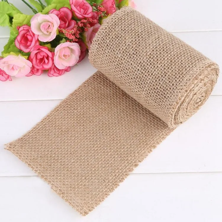 6/8/10/15/30cm width 5M / Roll Natural Linen Ribbons Vintage Jute DIY Crafts Handmade bowtie Gift package table cloth wedding