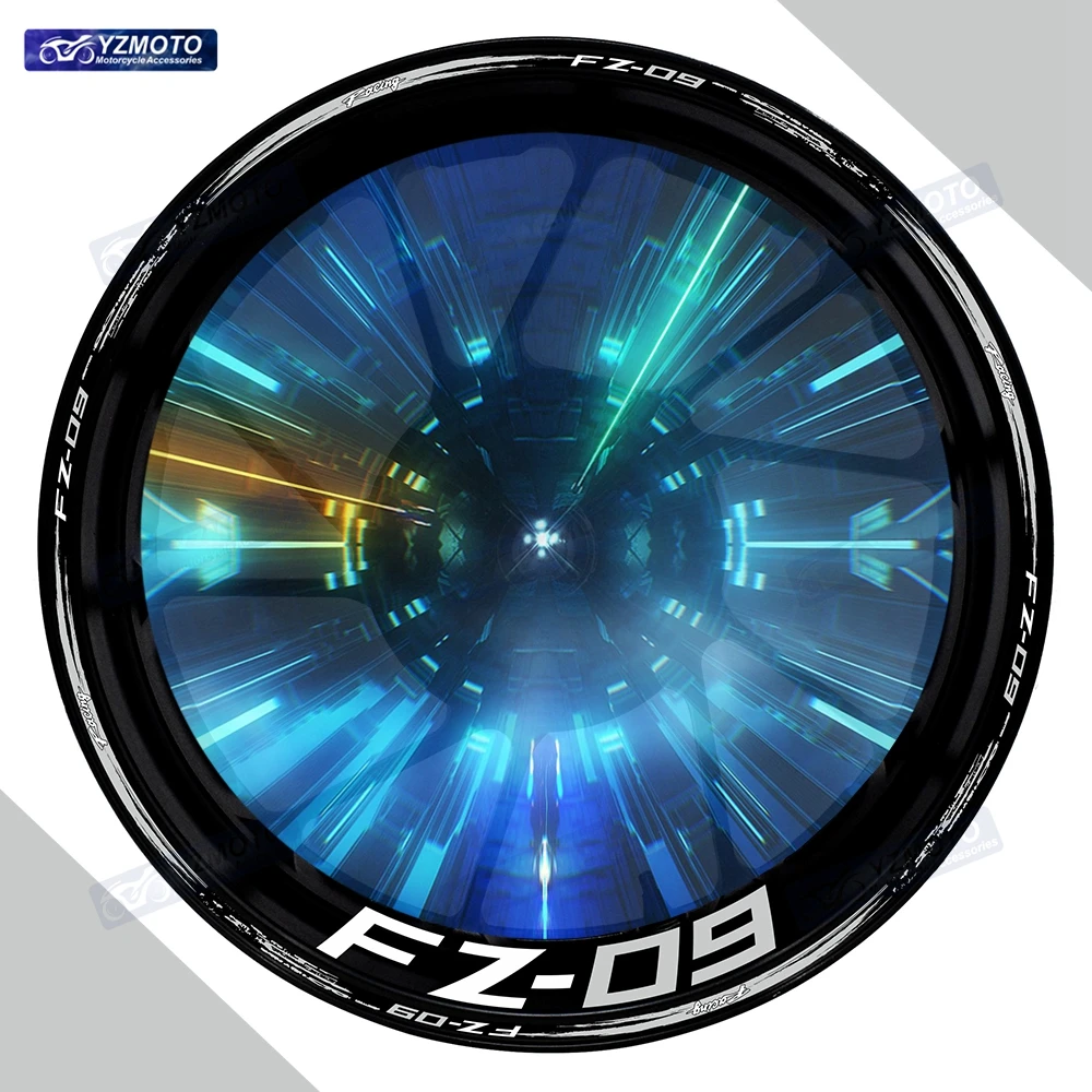 

Для мотоцикла FZ-09 FZ09 17-дюймовая наклейка на переднее и заднее колесо, гоночная наклейка, светоотражающая водонепроницаемая декоративная наклейка на обод в полоску