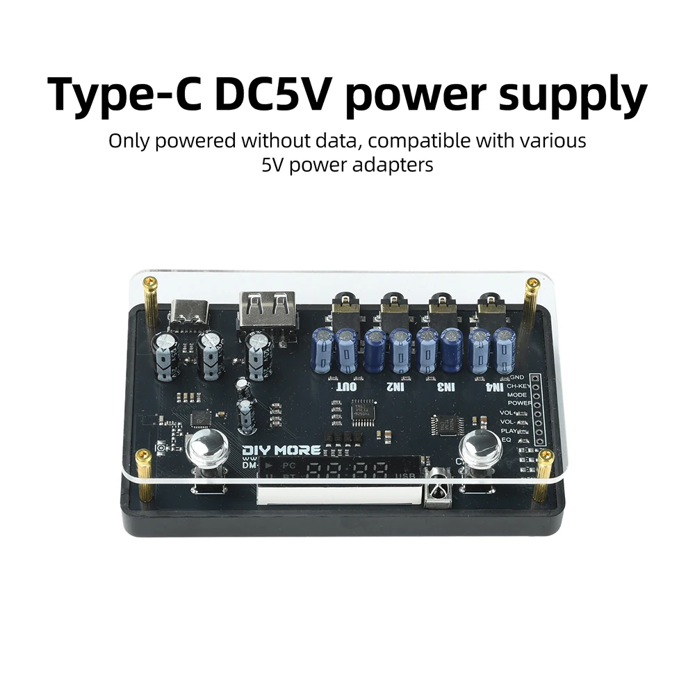 DM-SW702 6-Select 1 Bluetooth Audio Switcher with USB AUX Inputs for TV Game Console Multi-Device Sharing