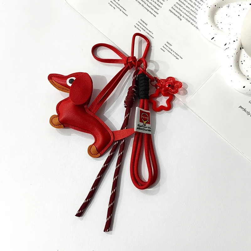 1 Stück Dackel-Schlüsselanhänger Taschenanhänger Mini-Stern PU-Leder Kreatives Geschenk für Frauen Geldbörse Auto-Anhänger Accessoires – Detail 6