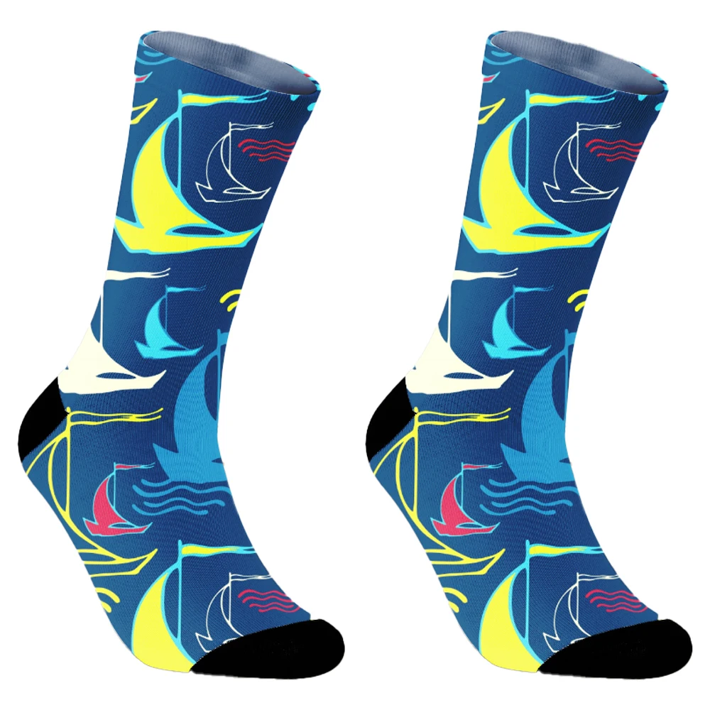 Moda damska Hip Hop Długie skarpetki na deskorolkę Kreatywna zabawa Kolorowe skarpetki z nadrukiem płomieni Unisex Street Couple Socks