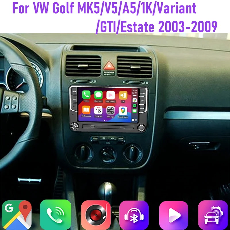 

7" 4GB+64GB For VW Golf MK5 2003-2009 Car Radio Steering Wheel Control Wireless Carplay GPS Reversing Image Android 15 Auto