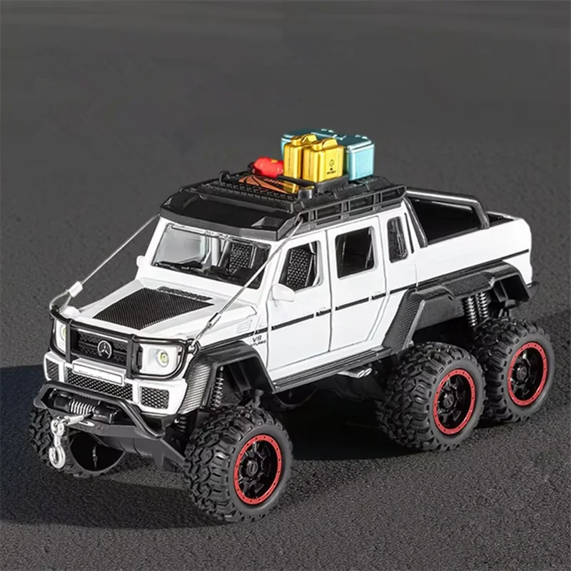 

Версия для путешествий 1:24 G63 G65 6*6 Шина из сплава Пикап Модель автомобиля Литье под давлением Металлическая игрушка Внедорожники Модель автомобиля Звук Свет Подарок для детей