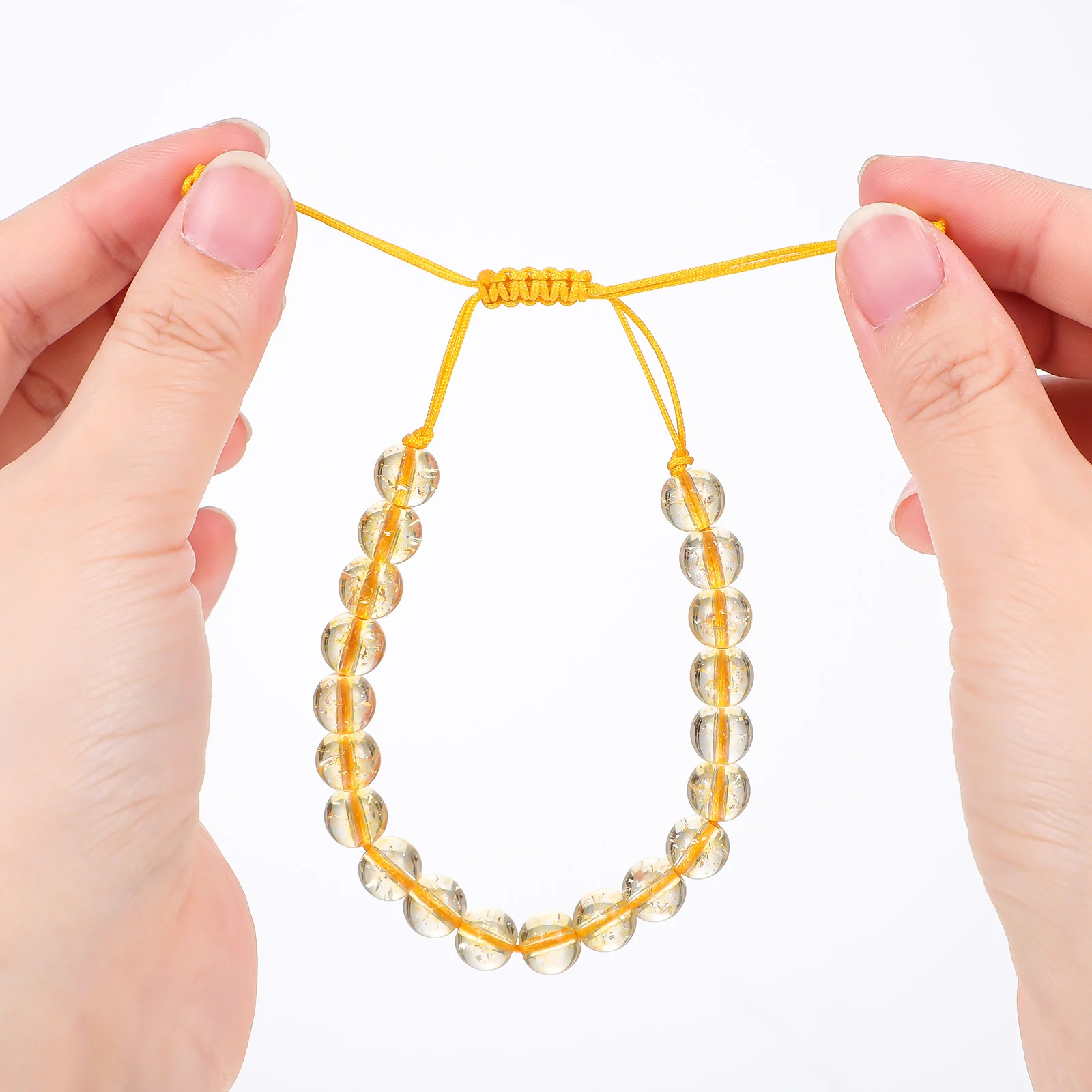 

2Pcs Citrine Bracelet Natural Beaded Gemstone Bracelet Adjustable Wrist Jewelry for Women Girls Teens Bead Bracelets