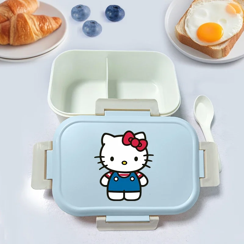 간식 보관 도시락 귀여운 프린트 학생 야외 활동 휴대용 식품 용기 숟가락 포함 만화 패션 간식 보관