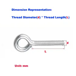 Tornillo de ojo de oveja de acero inoxidable 304, gancho de anillo, M3M4M6M8M10