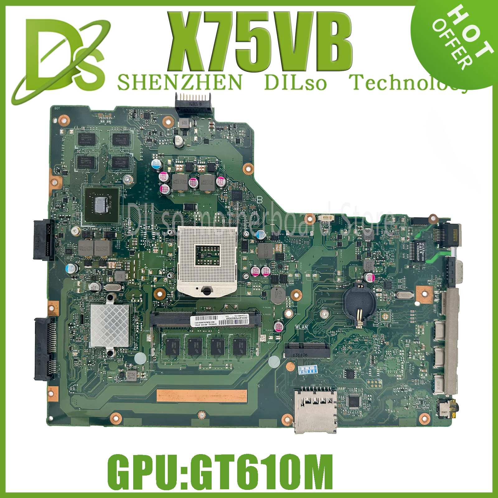 KEFU X75VB Notebook Mainboard For ASUS X75V X75VC X75VB X75 Laptop Motherboard 4GB-RAM GT610M/GT720M Support i3 i5 100% test ok