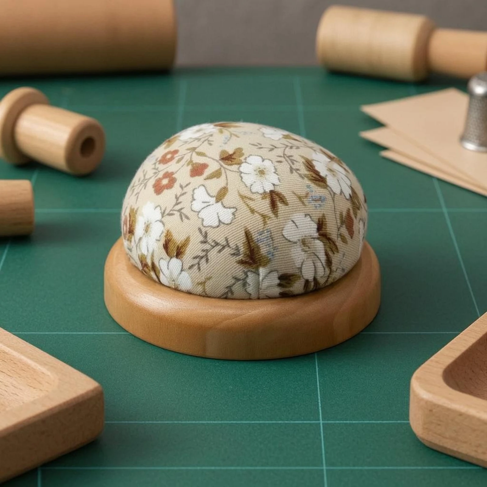 Wooden Base Pin Holder Fully Stuffed Pin Holder Sewing Pin Pad Portable Pin Holder for Sewers