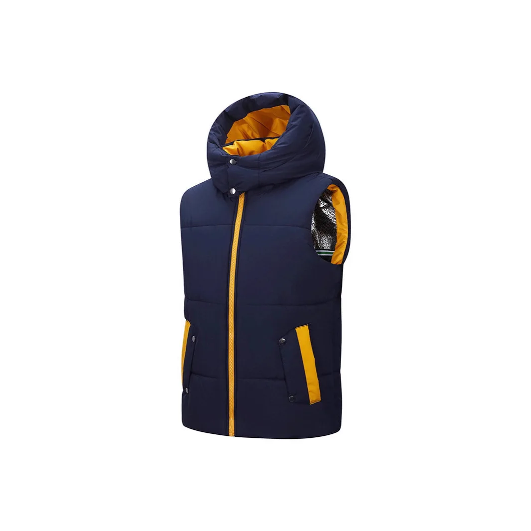 Autumn Winter Men Down Waistcoat Fashion Contrast Color Stand Collar Male Vest Thicken Sleeveless Zipper Outdoor Casual Man Coat