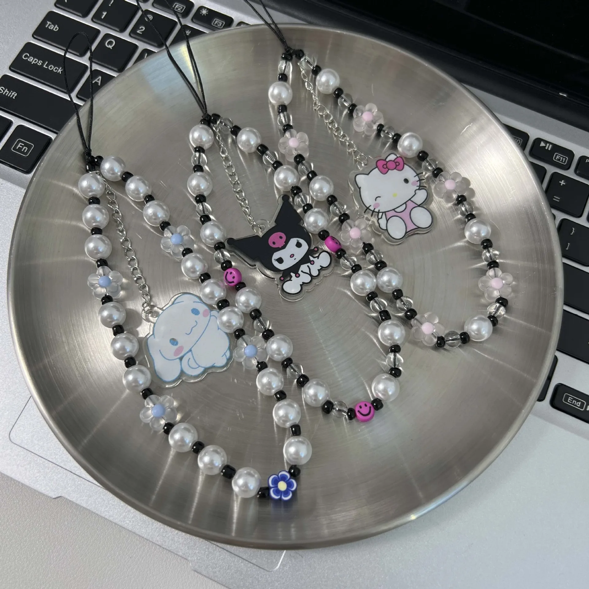 Cadena para Teléfono INS con Diseño de Kuromi y Hello Kitty, Cordón para Teléfono Sanrio, Correa para Celular, Llavero, Colgante para Bolso, para Estuche de Auriculares