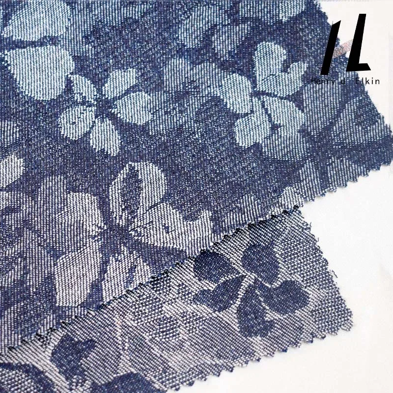 مصنع الجملة عالية الجودة البوليستر القطن الجاكار غزل مصبوغ حك الجينز الدنيم النسيج لحقيبة سترة الموضة خمر