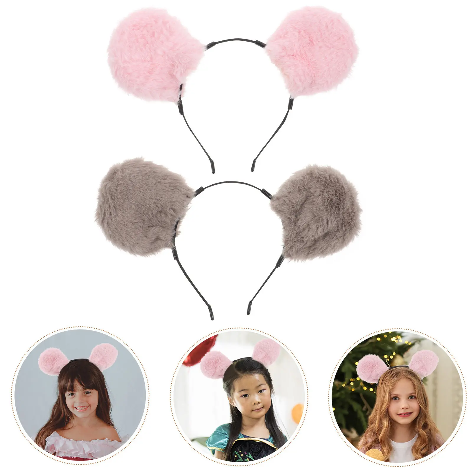 

2Pcs Animal Hairband Cute Hamster Ears Soft Headband for Halloween Party Cosplay Birthday Stage Performance Accessories
