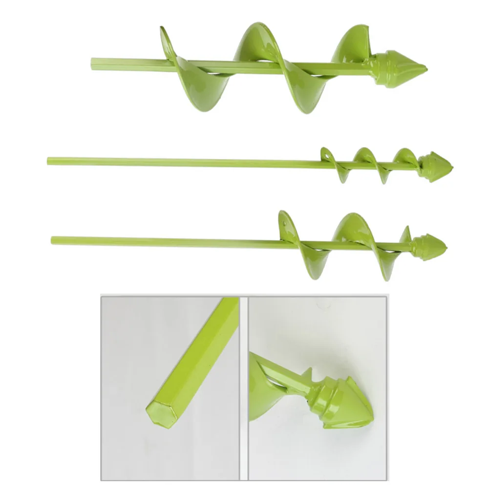 Green Extra Long Auger Drill Bit Solid Steel Construction For Deep Tree Planting &Tall Fence Posts Heavy Duty Garden Earth Drill