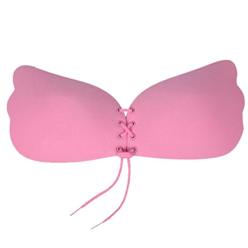 

HOT SALE Big Size S Women Silicone Adhesive Lace-Up Stick On Gel Push Up Strapless Invisible Bra Backless