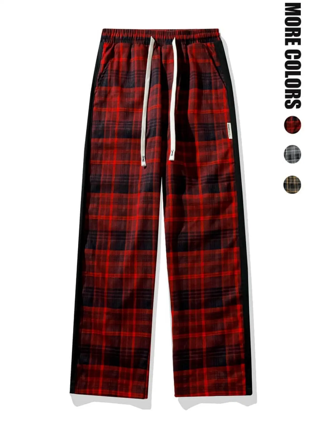 

1 Piece of Men's Regular Style Retro Plaid Sports Casual Pants with Drawstrings and Elastic Waistband, Loose, Straight, Suitable for Daily Leisure, Street Basketball, Fitness, Multi-Scenario Matchinging, Suitable for All Seasons