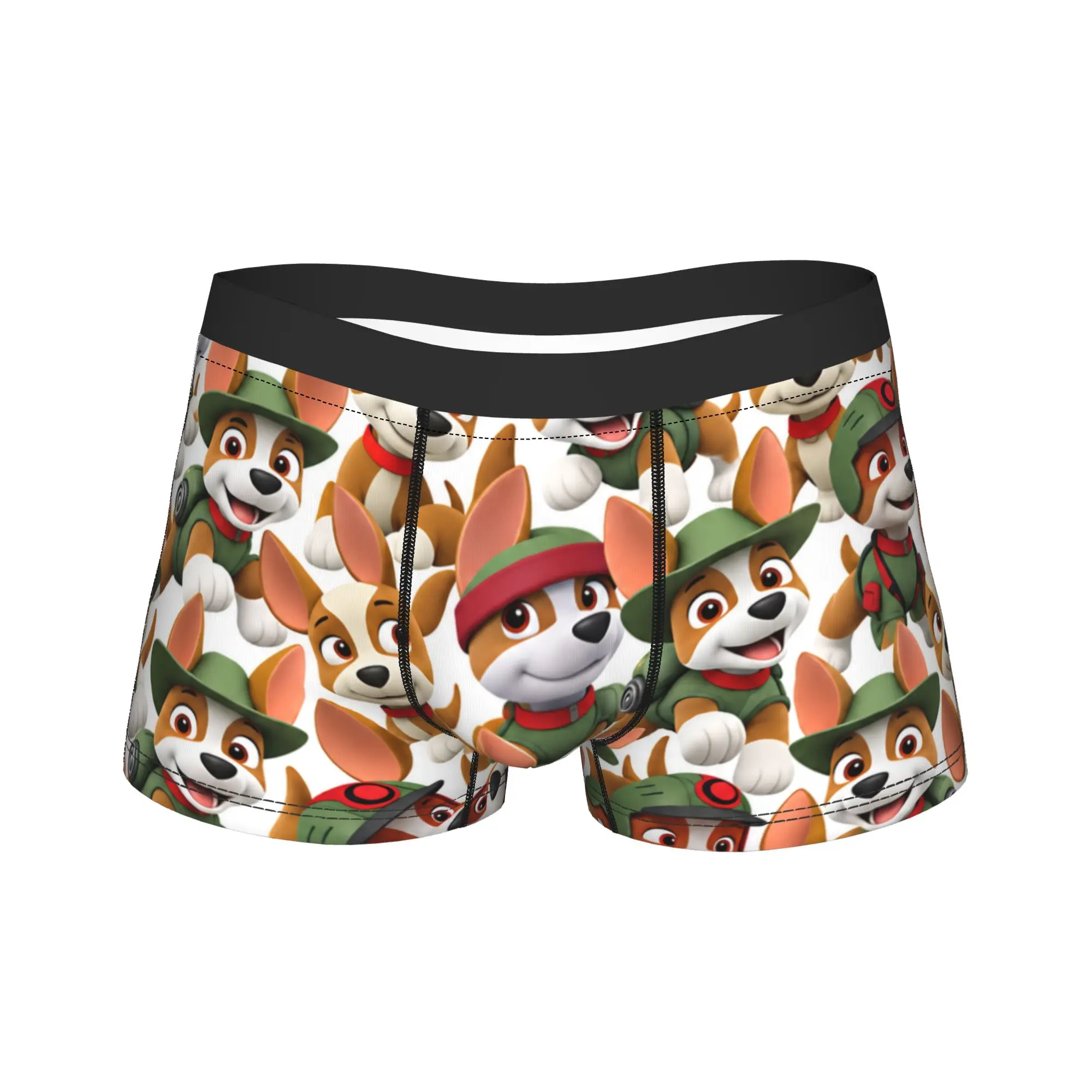 Paw Dogs Jungle Puppy Character Trunk  Pouch Underwear Trenky Design Boxer Brief Breathable Male Underpants Plus Size