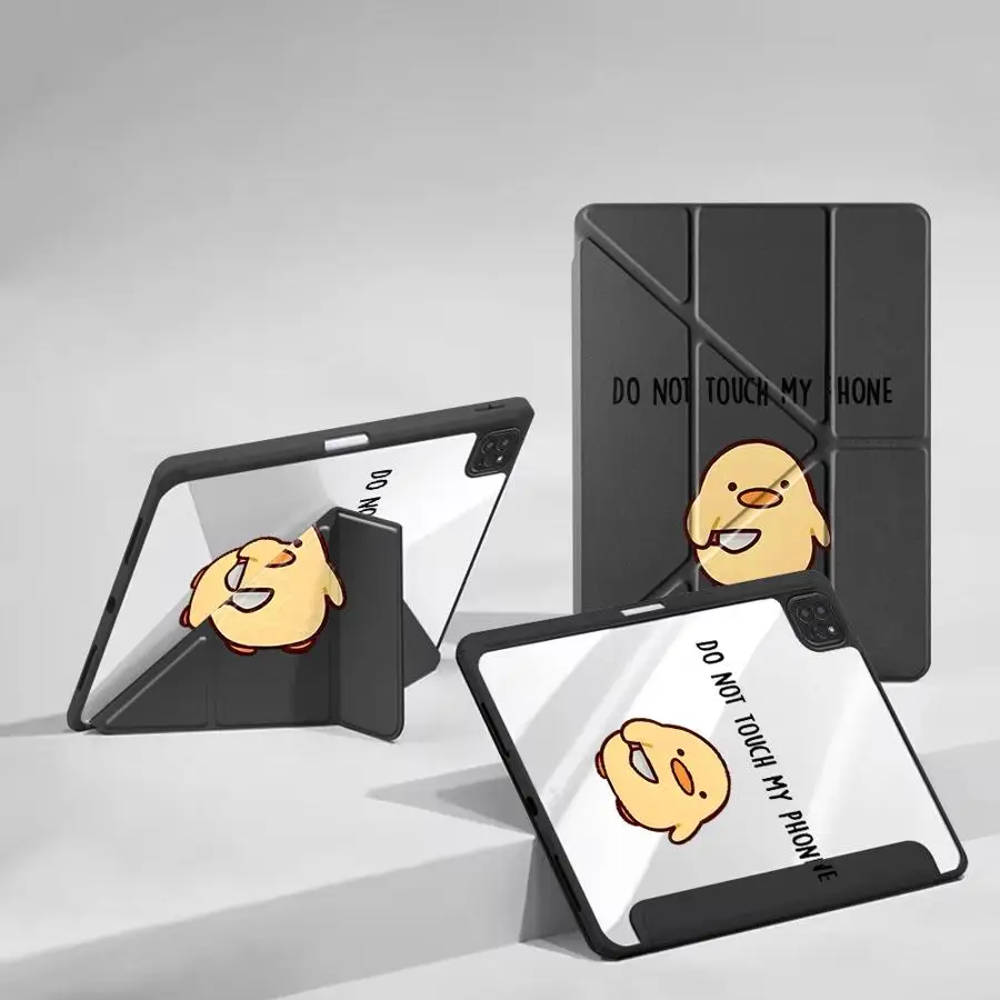 

Милый мультяшный чехол-утка для планшетов iPad Pro 2025, Pro 11-го, 10-го, 9-го, 8-го, 7-го поколений, 12.9 дюймов, Air 4, 5, M3, M2, 1, 2, M4, 11 дюймов, Mini 6, 7, с держателем