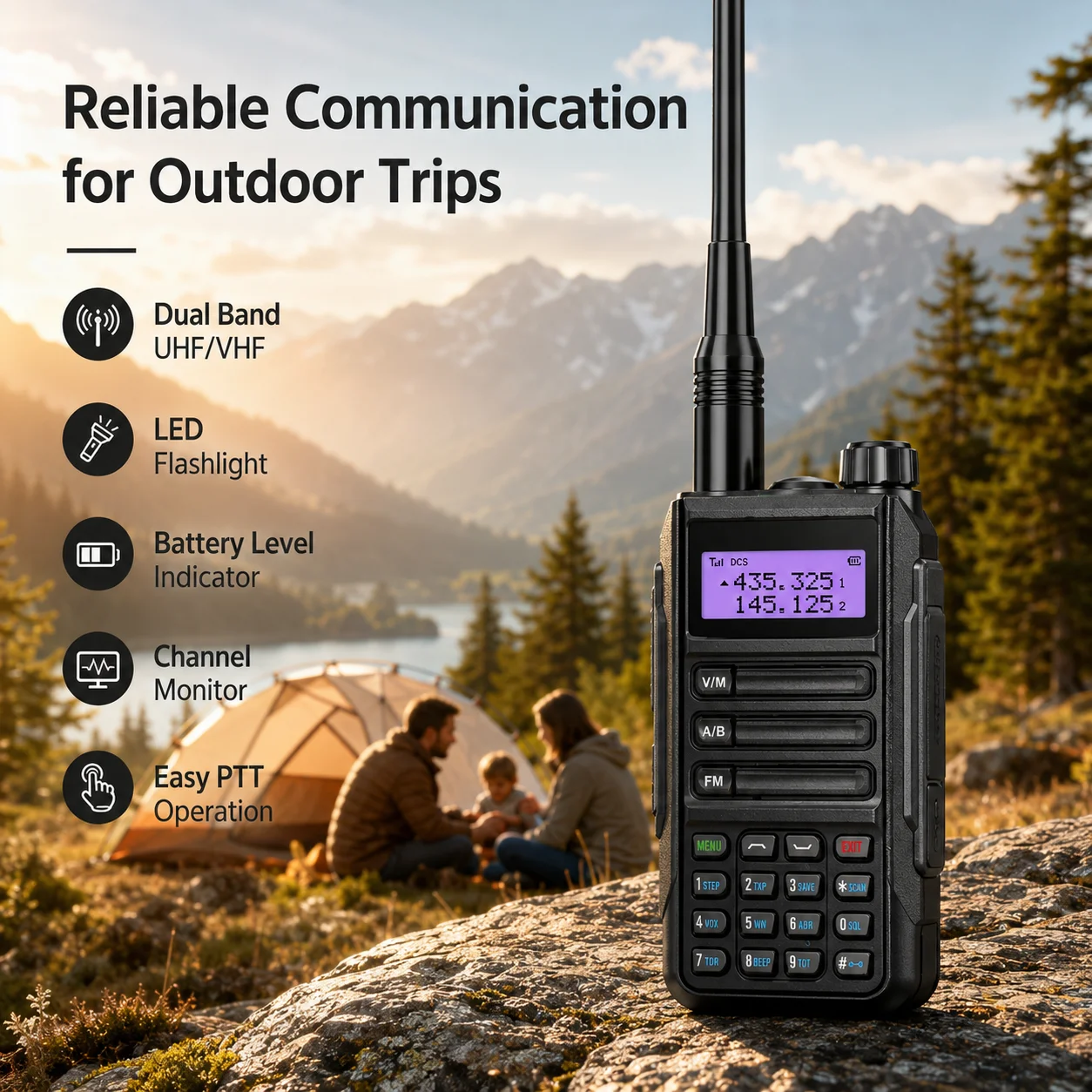 UV-16 Business Walkie Talkie USB-C Charging Two Way Radio 128CH UHF VHF Dual Standby Handheld Transceiver for Security Warehouse