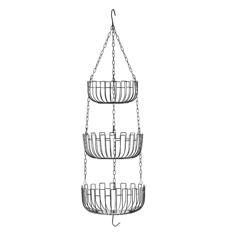 

3-х уровневая подвесная корзина для фруктов, металлический держатель для хранения овощей