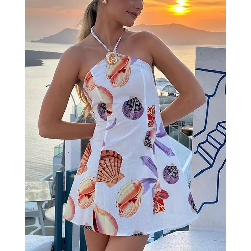 

Women's Fashion Holiday Soft Shell Fabric Printed Dress