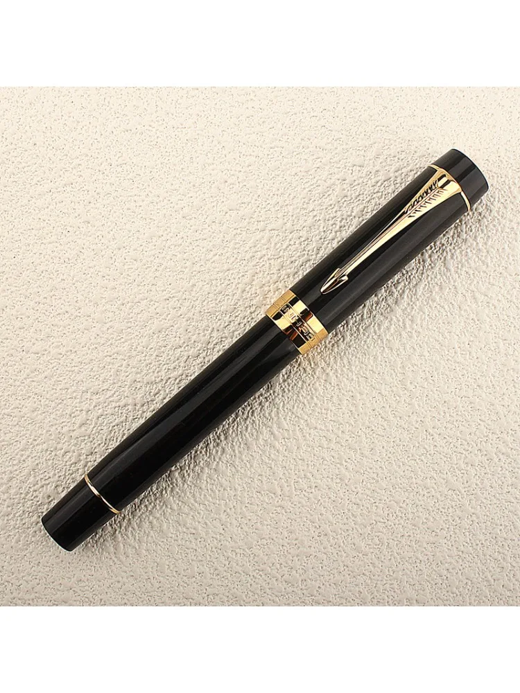 Jinhao 100 stuletnia żywiczna fontanna czarny cienkopis złoty klip iryda EF/F/M/gięta stalówka z konwerterem długopis biurowy dla biznesu — zdjęcie produktu 7