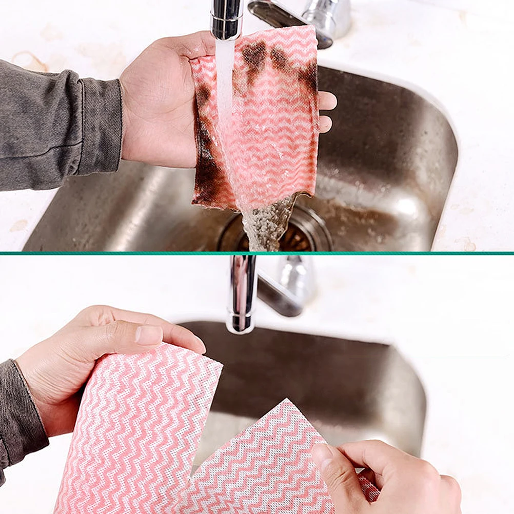 

2Pcs Kitchen Cleaning Wipes Disposable Nonwoven Fabric Thick Durable Multiuse Cloth for Utensils Floor Glass Shoe