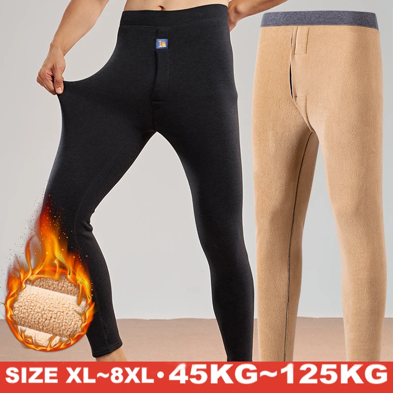 Thermal Underwear Men's Winter Clothes Fleece Keep Warm Slim Pants Soft comfortable Underpants Sleepwear Thermo Leggings 8XL 7XL