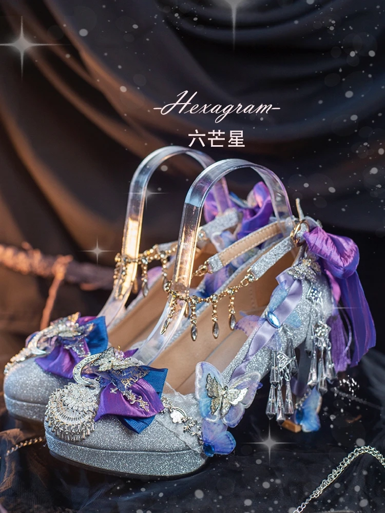 Original Lolita Handmade Lo Shoes With Exotic Ethnic Style Round Toe High Heels Noble And Luxurious Lolita Girl Single Shoes