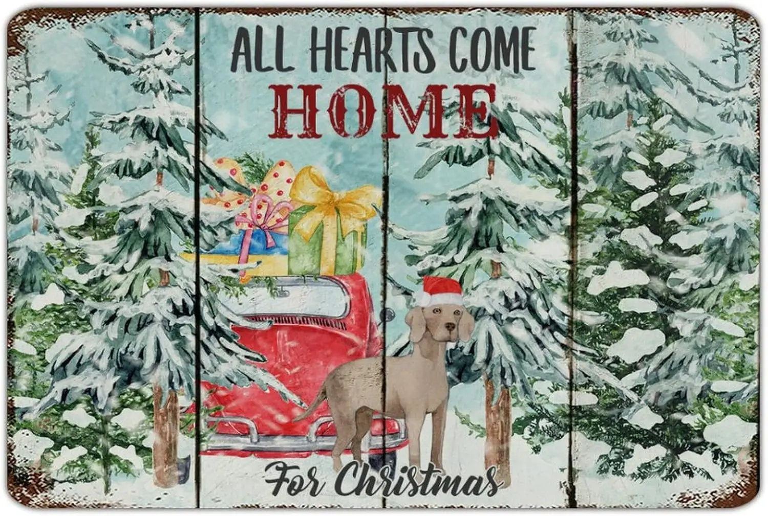 Funny Retro Metal Tin Signs Christmas Dog Bearded Collie All Hearts Come Home for Christmas Farmhouse Vintage Plaque Art Metal f