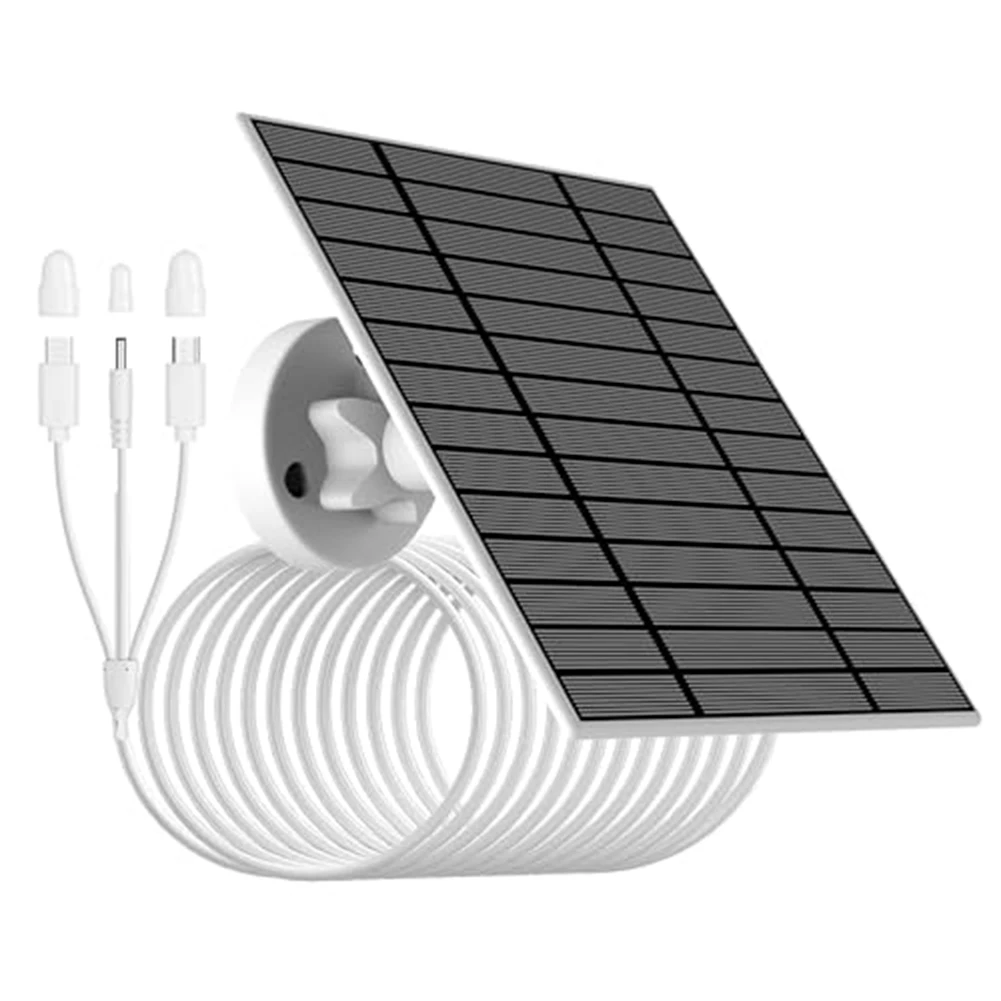 9W 5V Solar Panel with 3 in 1 Charging Cable for Low for Power Battery Cameras IP66 Waterproof Design for Year Round Use
