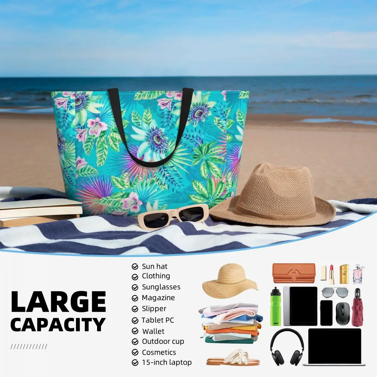 Borsa da viaggio da spiaggia con frutto della passione, borsa a tracolla moderna per adulti con motivo Multi-stile