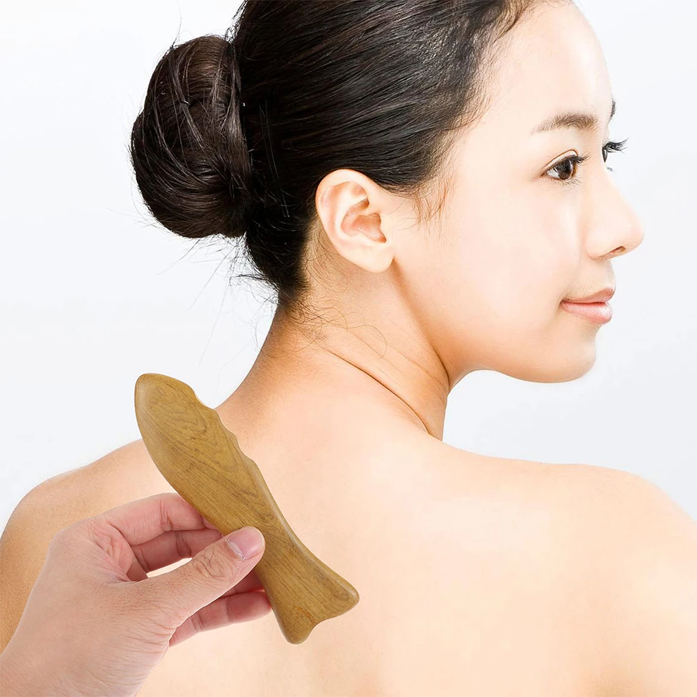

2Pcs Fish Wood Guasha Board Body Sculpting Massage Tool Scraping Face Neck Massager Plate Shoulder Back Relaxation