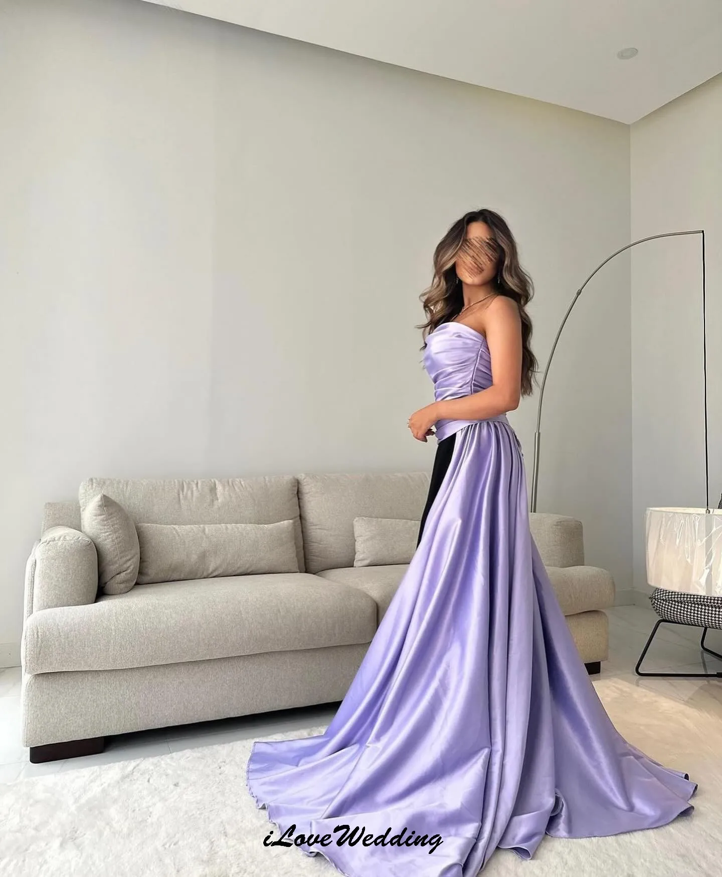 

Elegant Purple Strapless Women Prom Dress 2025 Satin Ruched Sweep Train Party Dress For Women Sleeveless Formal Gowns Customized