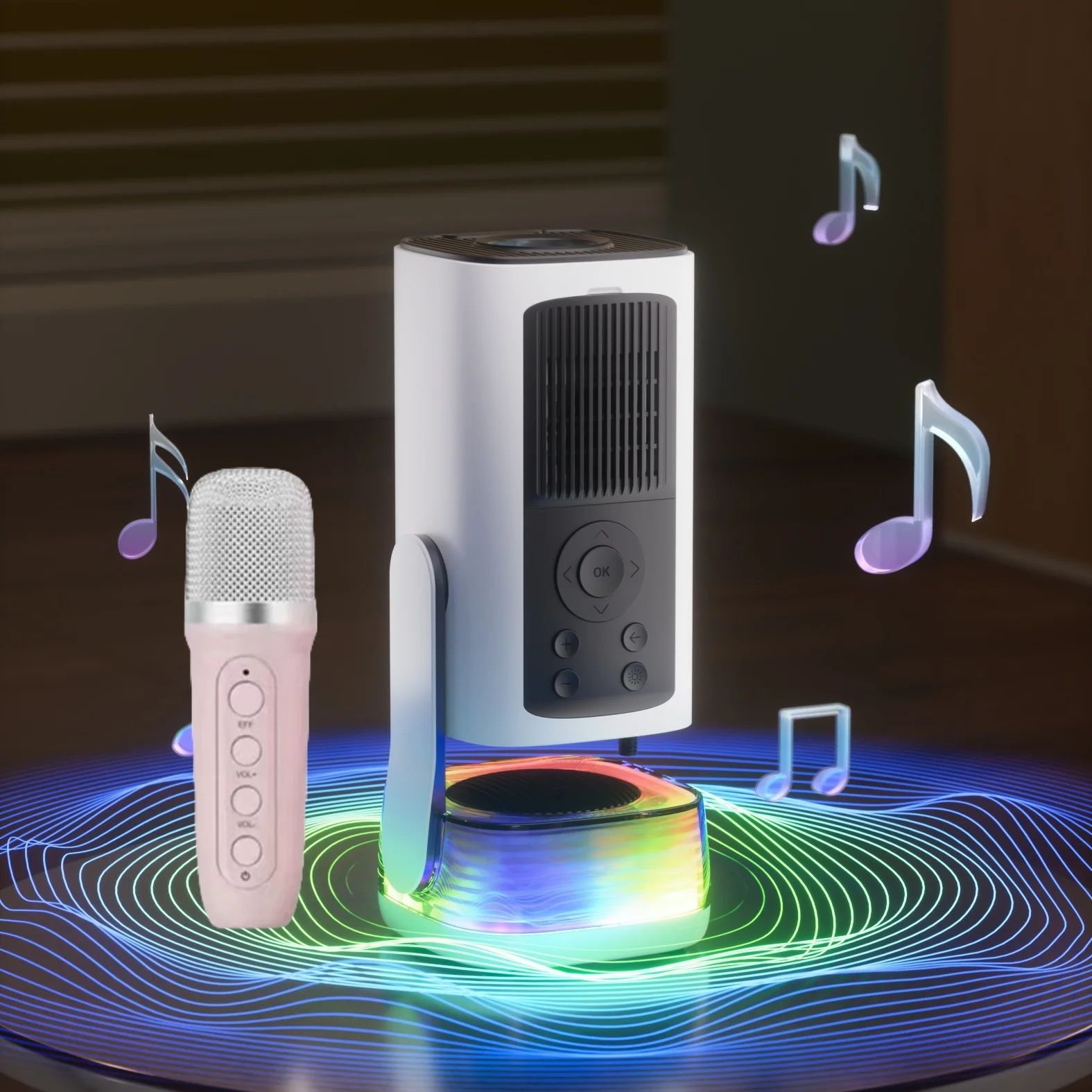 

Best Gift New Hot Android 13 Home Theater Mini Portable LCD Projector K6 KTV Karaoke Speaker With Wireless Microphones