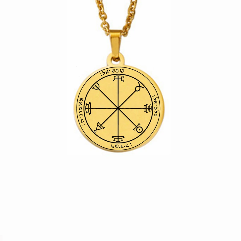 King Solomon Seal Talisman Amulet Jewelry Prosperity Manifest Love Pentacles Coin Medallion Stainless Steel Pendant Necklace