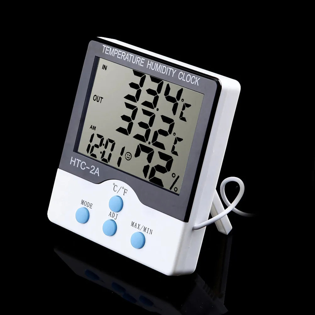 Digital Thermometer Hygrometer with LCD Display, Indoor Outdoor Temperature & Humidity Monitor, Alarm Clock