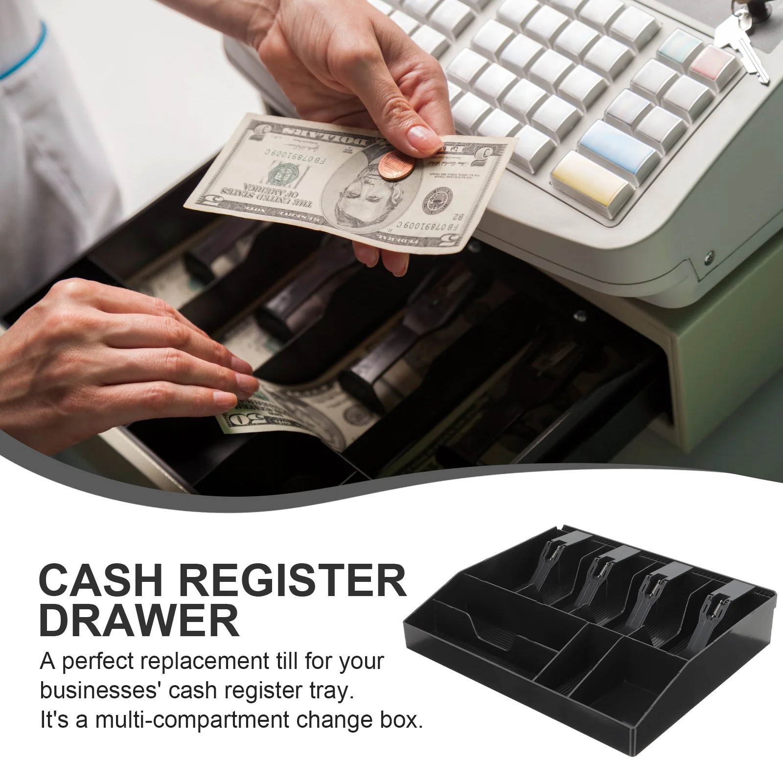 Supermarket Cash Register Box Coin Counter Tray Money Organizer Piggy Bank Ticket Storage Case Acrylic Drawer