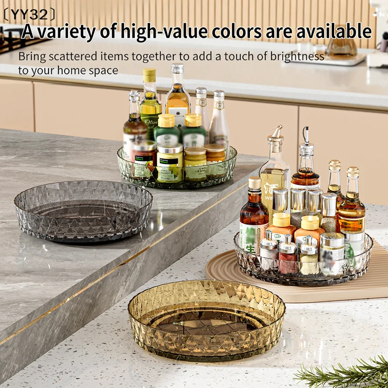 360° Rotating Rack,multifunction Storage Turntable For Countertops,spice Storage Rack,living Room Desktop Storage Tray〔YY32〕