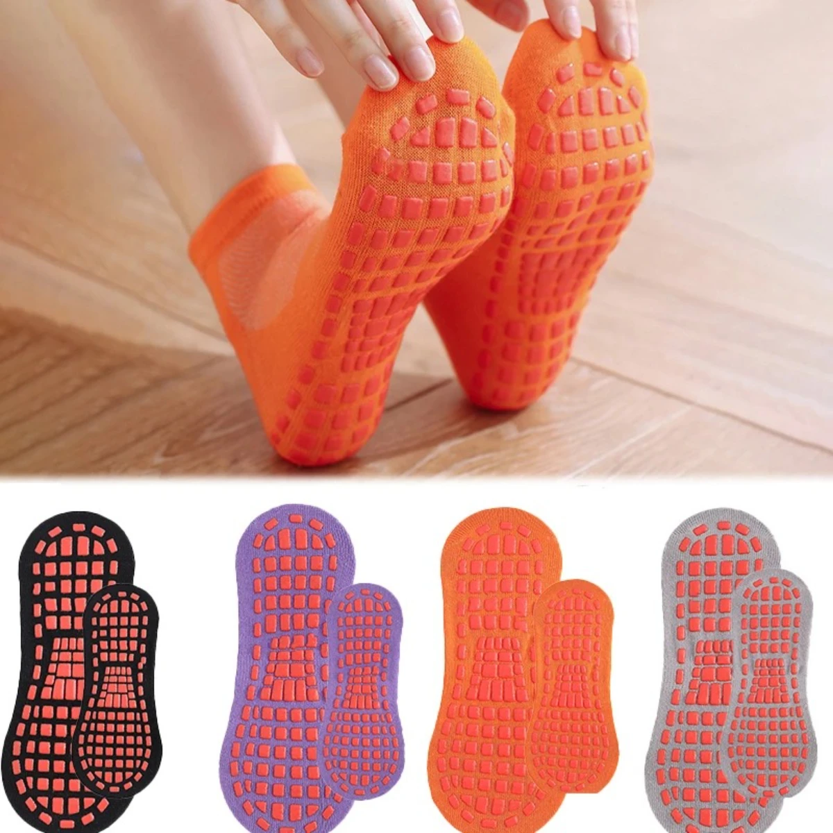 جوارب قصيرة مرنة صبي فتاة خارج الاطفال الكبار المضادة للانزلاق جورب الترامبولين جورب القطن تنفس الأسرة الرياضة اليوغا الجوارب